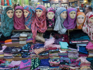 mannequin heads wearing hijab