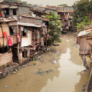 a street of poor shacks in Central America