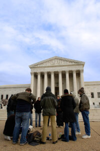 people outside the Supreme Court building