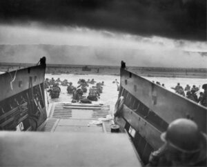 U.S. troops begin landing on D-Day in 1944