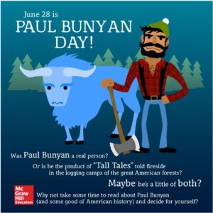 illustration of Paul Bunay and Babe the ox