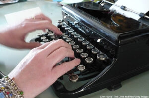 Typing on vintage typewriter