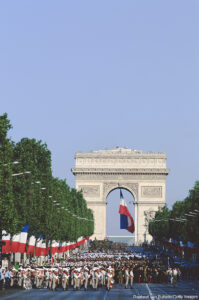 Parade on Avenue des Champs-Elysees in front of the Arc de Triomphe for Bastille Day (July 14), Paris, France. Raphael Van Butsele/Getty Images. MHE Canada;MHE USA