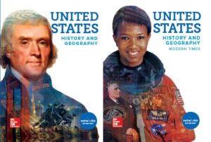 2018 edition cover images for United States History and Geography and United States History and Geography Modern Times textbooks; credit: McGraw-Hill Education