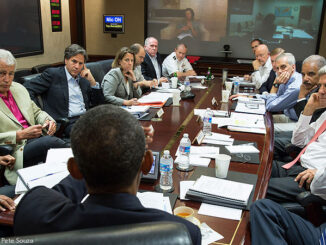The president and staff meet in the Situation Room to discuss events in Syria