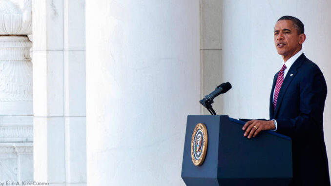 FS_02P_100413 President Obama delivering remarks during a Memorial Day service in 2012