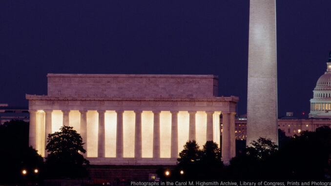 052314_01P_FS Dusk view of the Lincoln Memorial, Washington Monument and U.S. Capitol, Washington, D.C.