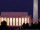 Dusk view of the Lincoln Memorial, Washington Monument and U.S. Capitol, Washington, D.C.