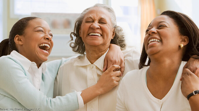 073014_03P_FS Three generations of African women laughing. ©Jose Luis Pelaez Inc/Blend Images LLC