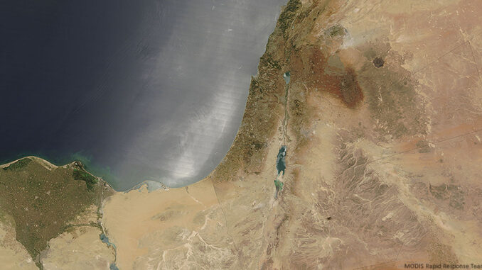 080814_01P_FS Nile Delta, Sinai Peninsula, and Middle East. Satellite image: MODIS Rapid Response Team, NASA/GSFC
