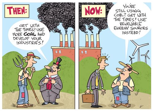 cartoon of changing energy resource options