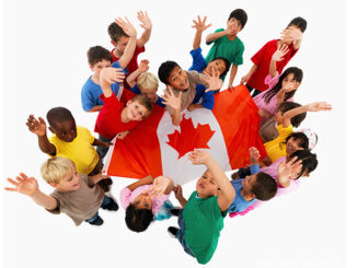 Children holding flag