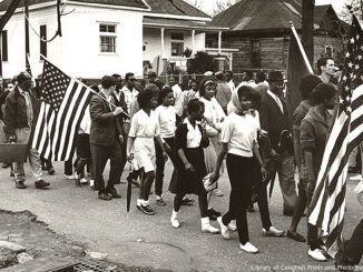 Participants marching in the civil rights march from Selma to Montgomery, Alabama in 1965.