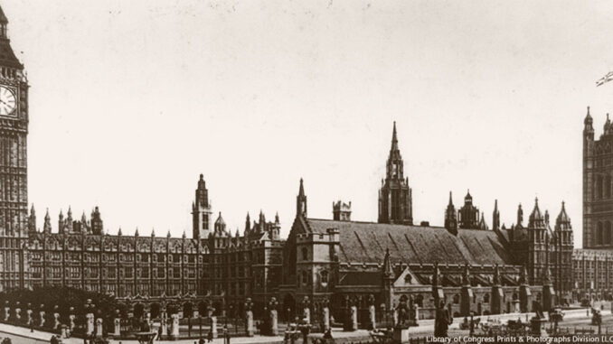 Houses of Parliament, London, England. Photo: Library of Congress Prints & Photographs Division [LC-USZ62-94166]