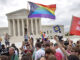 The crowd reacts as the ruling on same-sex marriage was announced outside of the Supreme Court in Washington, Friday June 26, 2015. Photo: AP Photo/Jacquelyn Martin