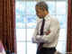 President Barack Obama, with Homeland Security Advisor Lisa Monaco, reacts while glancing at cable TV coverage of the mass shooting at Umpqua Community College in Roseburg, Ore., in the Outer Oval Office, Oct. 1, 2015. (Official White House Photo by Pete Souza. Official White House Photo by Pete Souza. https://www.whitehouse.gov/photos-and-video/photogallery/october-2015-photo-day.