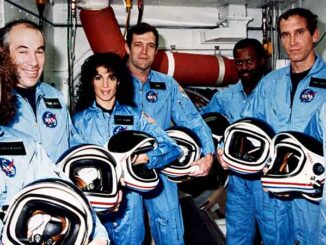 The NASA family lost seven of its own on the morning of Jan. 28, 1986, when a booster engine failed, causing the Shuttle Challenger to break apart just 73 seconds after launch. In this photo from Jan. 9, 1986, the Challenger crew takes a break during countdown training at NASA's Kennedy Space Center. © NASA. MHE World.
