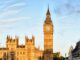 Sunrise shining on Big Ben, London, United Kingdom. Spaces Images/Blend Images. Blend Images, LLC