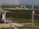 Space shuttle Atlantis (foreground) sits on Launch Pad A and Endeavour on Launch Pad B at NASA's Kennedy Space Center in Florida. At the left of each shuttle are the open rotating service structures with the payload changeout rooms revealed. The rotating service structures provide protection for weather and access to the shuttle. For the first time since July 2001; two shuttles are on the launch pads at the same time. Endeavour will stand by at pad B in the unlikely event that a rescue mission is necessary during Atlantis' upcoming STS-125 mission to repair NASA's Hubble Space Telescope. Troy Cryder/NASA. MHE World