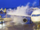 A ground crew deicing the wings of an aircraft. Meinzahn/iStockphoto/Getty Images. MHE Canada;MHE USA