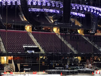 In this June 28, 2016 file photo, work continues on the main stage for the Republican National Convention in Cleveland. Donald Trump’s team promises an extraordinary display of political entertainment at the Republican National Convention, with the accent on entertainment. Mark Gillispie/AP Images. http://www.apimages.com/metadata/Index/Campaign-2016-Tale-of-Two-Conventions/2b39a89e855d4d50a846f8277b7fb48c/1/0.