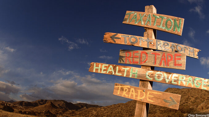 082516_02P_FS Conceptual deserted road sign. Chip Simons/Getty Images. MHE Canada;MHE USA.