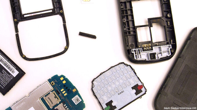 090716_02_FS Cell phone parts. Photo: Mark Dierker/©McGraw-Hill Education