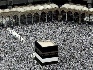 Muslim pilgrims prepare themselves for Friday prayers in front of the Kaaba, Islam's holiest shrine, at the Grand Mosque in the Muslim holy city of Mecca, Saudi Arabia.