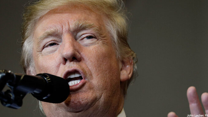 101416_03P_IS-A FILE - In this Sept. 28, 2016 file photo, Republican presidential candidate Donald Trump speaks at a rally in Waukesha, Wis. Trump claims he won't go there. But his supporters already have. The Trump campaign is dredging up former President Bill Clinton's serial philandering in an effort to tarnish his wife, Hillary Clinton. It's a risky move that threatens to elevate Clinton among women voters.