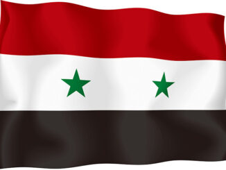 Syrian flag against a white background. ©Digital Archive Japan/Alamy. MHE World.