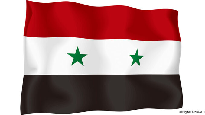101816_03P_FS Syrian flag against a white background. ©Digital Archive Japan/Alamy. MHE World.