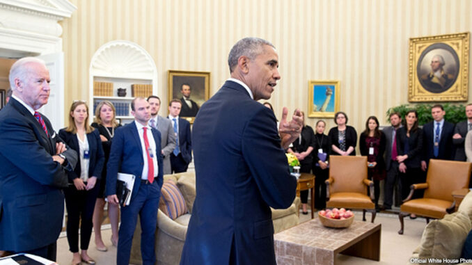 111516_03P_FS President Barack Obama speaks with staff in the Oval Office, Nov. 9, 2016.
