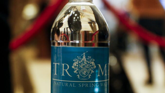 President-elect Trump holds meeting at the Trump Tower A Trump bottle of water in the lobby of the Trump Tower, while United States President-elect Donald Trump is holding meetings on top floors of the Trump Tower.