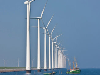 Windmills and fishing ship