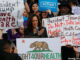 California Senator Kamala Harris cheers health care workers to save the Affordable Care Act across the country, The rally was one of many being staged across the country. Credit: Damian Dovarganes/AP