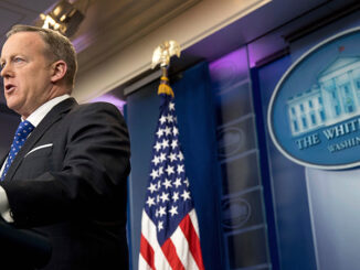 In this Feb. 21, 2017, file photo, White House press secretary Sean Spicer speaks during the daily press briefing at the White House in Washington. The Trump administration could revise or withdraw an Obama-era directive requiring public schools to let transgender students use bathrooms and locker rooms that match their chosen gender identity. Credit: Andrew Harnik/AP Images