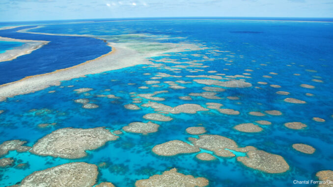 032217_02P_FS Aerial view of the reef and islands of the Whitsunday Islands, Queensland, Australia