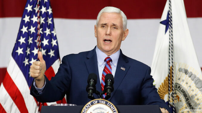 040517_01_FS Vice President Mike Pence speaks to employees and guests at DynaLab, Inc., Saturday, April 1, 2017, in Reynoldsburg, Ohio. Pence visited with businesspeople at DynaLab, Inc., an American electronics manufacturing services company, and toured the facility.