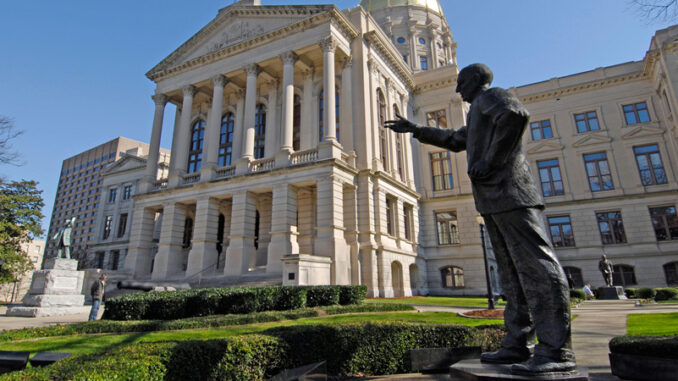 042617_03_FS Capitol Capital Building and grounds complex in Atlanta Georgia GA statue former Governor and US Senator Richard B Russell