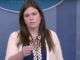 Deputy Press Secretary Sarah Huckabee Sanders answers questions in the White House Press Room.