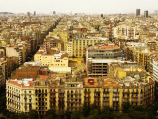 High angle view of a cityscape, Barcelona, Spain