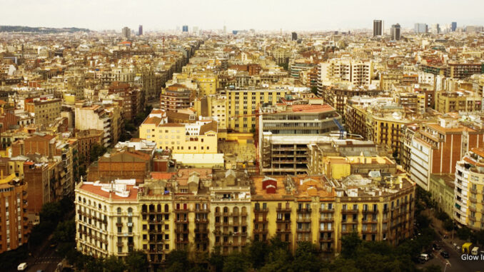 082317_03P_FS High angle view of a cityscape, Barcelona, Spain