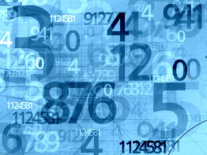 Blue random numbers background illustration.