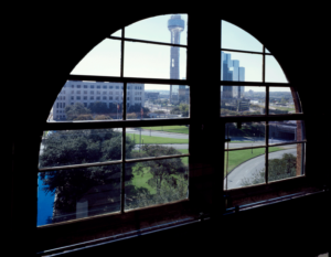 Sixth-floor window of the Texas School Book Depository in Dallas, Texas,