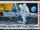 Close-up of a cancelled US postage stamp to honor Neil Armstrong being the first man on the moon.