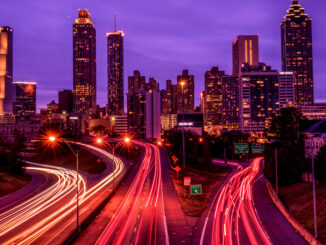Atlanta city skyline at night