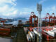 Containers and cranes on docks
