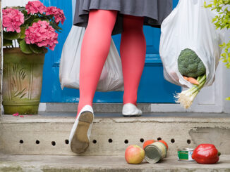 Shopping falling from a torn bag