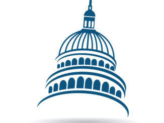Capitol building blue illustration icon vector logo design
