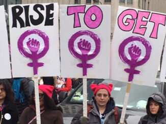 Women protesting at the Women's March in Washington D.C.